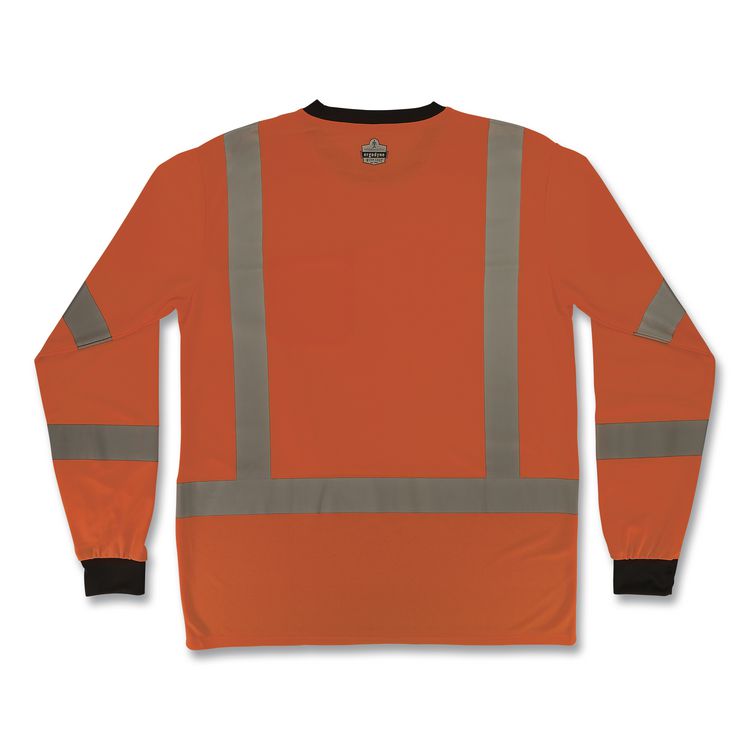 GloWear 8369BK Class 3 Essential Hi-Vis Long Sleeve T-Shirt with Black Bottom, Medium, Orange