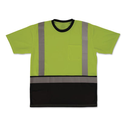 GloWear 8286BK Class 2 Essential Hi-Vis T-Shirt with Black Bottom, 5X-Large, Lime