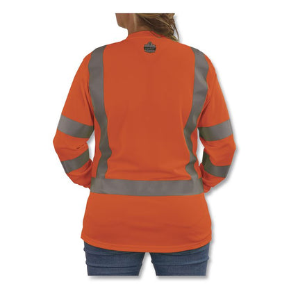 GloWear 8374 Class 3 Women's Essential Hi-Vis Long Sleeve T-Shirt, Medium, Orange