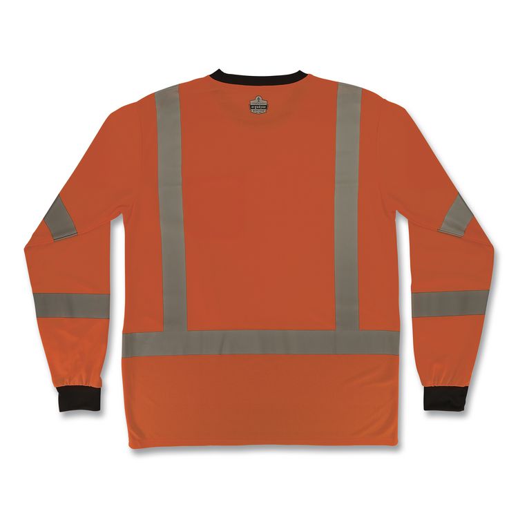 GloWear 8369BK Class 3 Essential Hi-Vis Long Sleeve T-Shirt with Black Bottom, Large, Orange