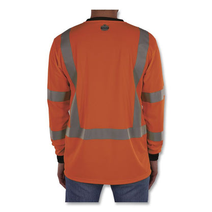 GloWear 8369BK Class 3 Essential Hi-Vis Long Sleeve T-Shirt with Black Bottom, X-Large, Orange