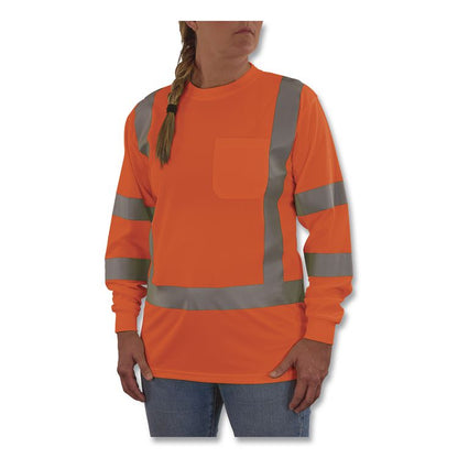 GloWear 8374 Class 3 Women's Essential Hi-Vis Long Sleeve T-Shirt, X-Large, Orange