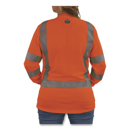 GloWear 8374 Class 3 Women's Essential Hi-Vis Long Sleeve T-Shirt, X-Large, Orange