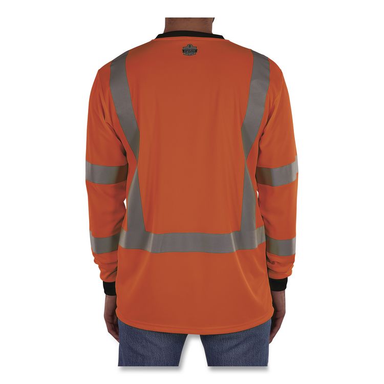 GloWear 8369BK Class 3 Essential Hi-Vis Long Sleeve T-Shirt with Black Bottom, 2X-Large, Orange