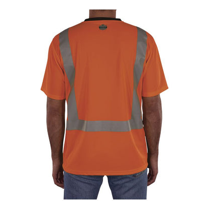 GloWear 8286BK Class 2 Essential Hi-Vis T-Shirt with Black Bottom, Large, Orange