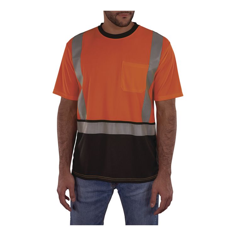 GloWear 8286BK Class 2 Essential Hi-Vis T-Shirt with Black Bottom, X-Large, Orange