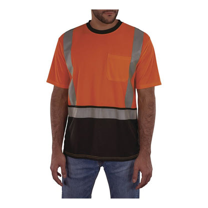 GloWear 8286BK Class 2 Essential Hi-Vis T-Shirt with Black Bottom, X-Large, Orange