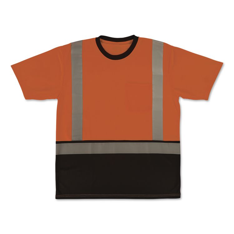 GloWear 8286BK Class 2 Essential Hi-Vis T-Shirt with Black Bottom, X-Large, Orange