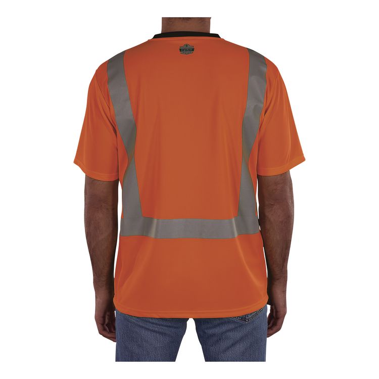 GloWear 8286BK Class 2 Essential Hi-Vis T-Shirt with Black Bottom, 2X-Large, Orange