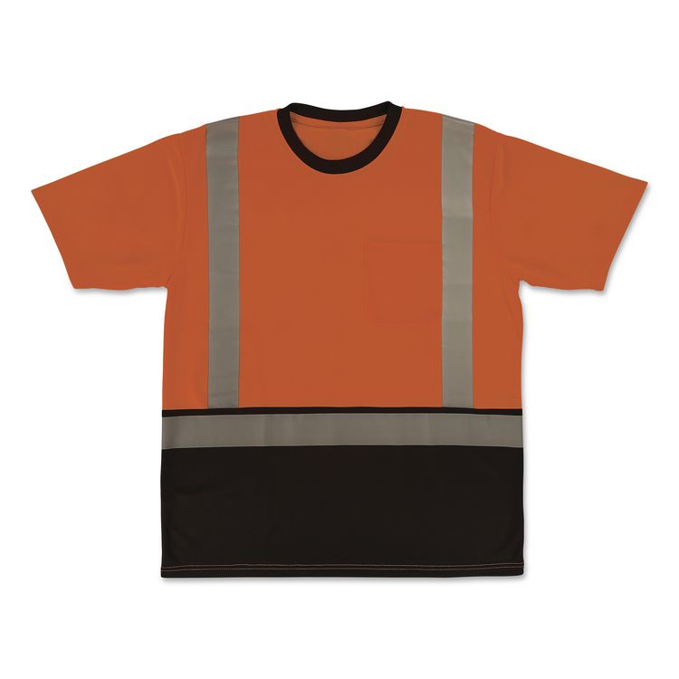GloWear 8286BK Class 2 Essential Hi-Vis T-Shirt with Black Bottom, 2X-Large, Orange