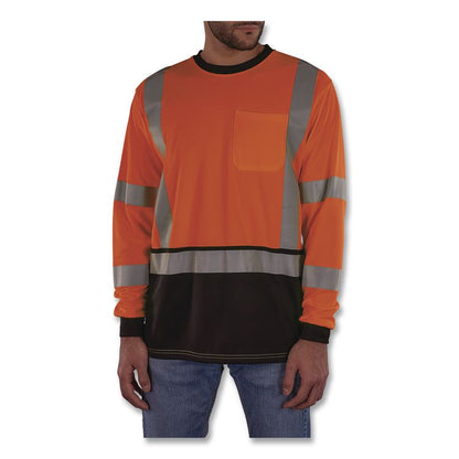 GloWear 8369BK Class 3 Essential Hi-Vis Long Sleeve T-Shirt with Black Bottom, 5X-Large, Orange