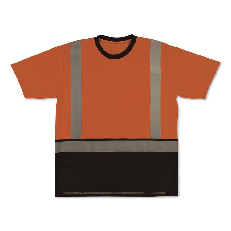 GloWear 8286BK Class 2 Essential Hi-Vis T-Shirt with Black Bottom, 3X-Large, Orange