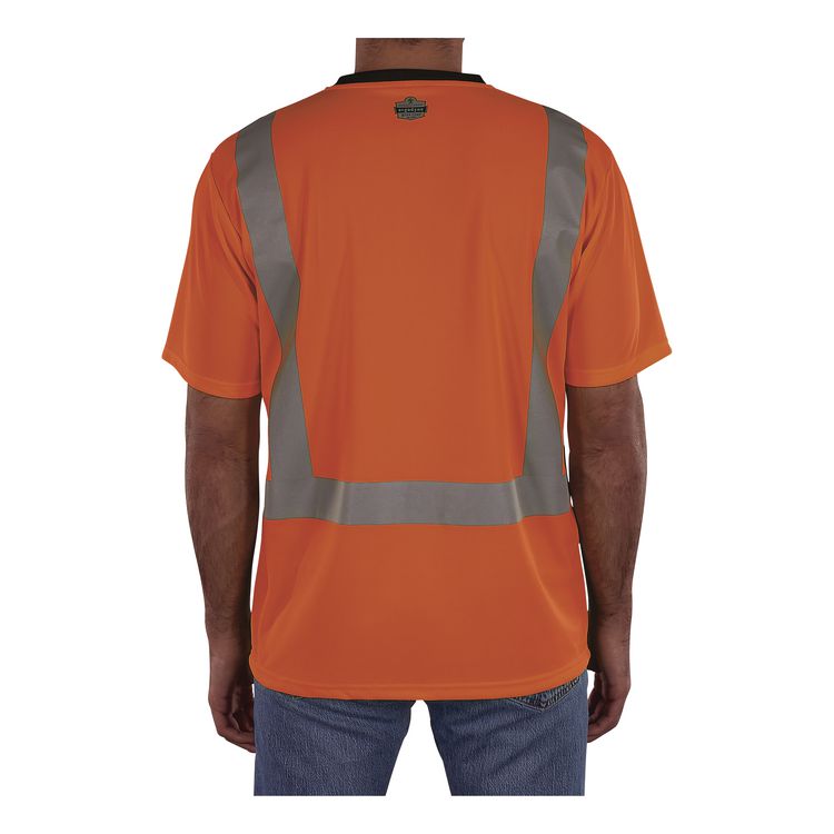 GloWear 8286BK Class 2 Essential Hi-Vis T-Shirt with Black Bottom, 4X-Large, Orange
