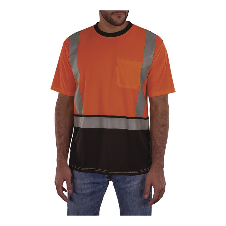 GloWear 8286BK Class 2 Essential Hi-Vis T-Shirt with Black Bottom, 5X-Large, Orange