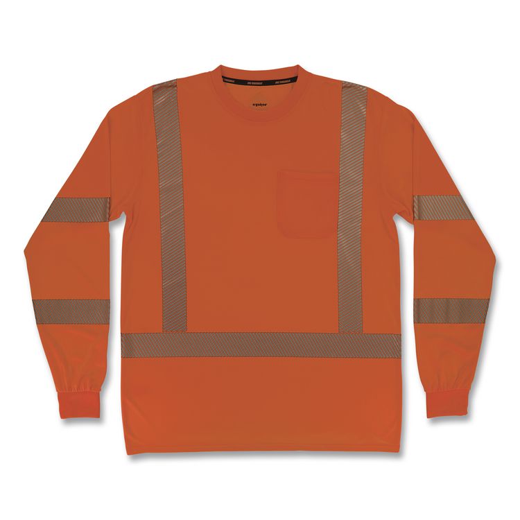 GloWear 8370 Class 3 Performance Hi-Vis Long Sleeve T-Shirt, 5X-Large, Orange