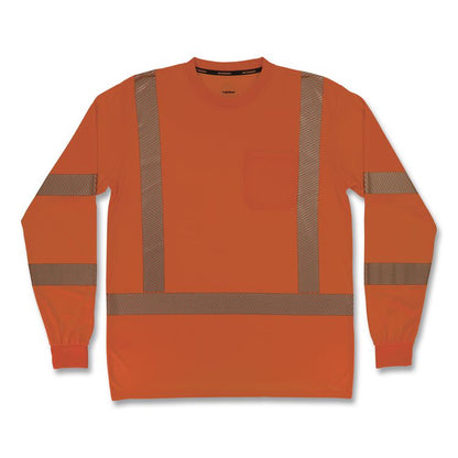 GloWear 8370 Class 3 Performance Hi-Vis Long Sleeve T-Shirt, 5X-Large, Orange