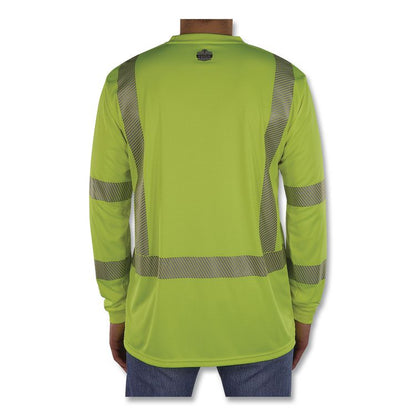 GloWear 8370 Class 3 Performance Hi-Vis Long Sleeve T-Shirt, X-Small, Lime