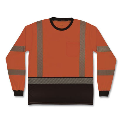 GloWear 8371BK Class 3 Performance Hi-Vis Long Sleeve T-Shirt with Black Bottom, 5X-Large, Orange