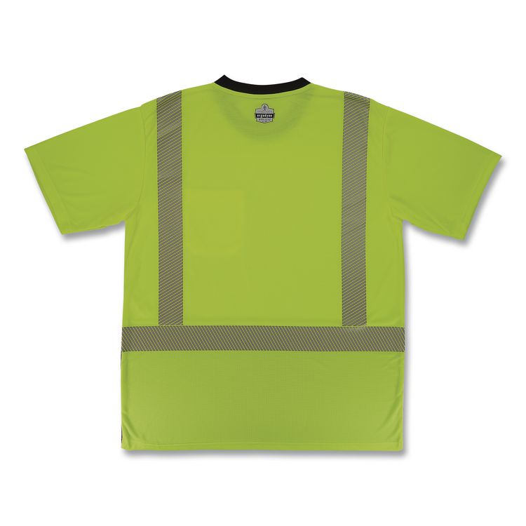 GloWear 8294BK Class 2 Performance Hi-Vis T-Shirt with Black Bottom, X-Small, Lime