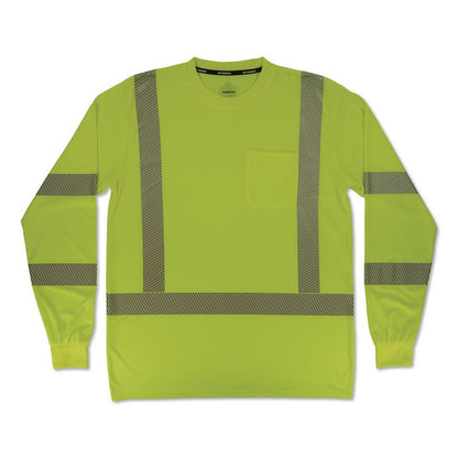 GloWear 8370 Class 3 Performance Hi-Vis Long Sleeve T-Shirt, X-Small, Lime