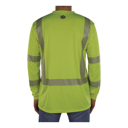 GloWear 8370 Class 3 Performance Hi-Vis Long Sleeve T-Shirt, 2X-Large, Lime