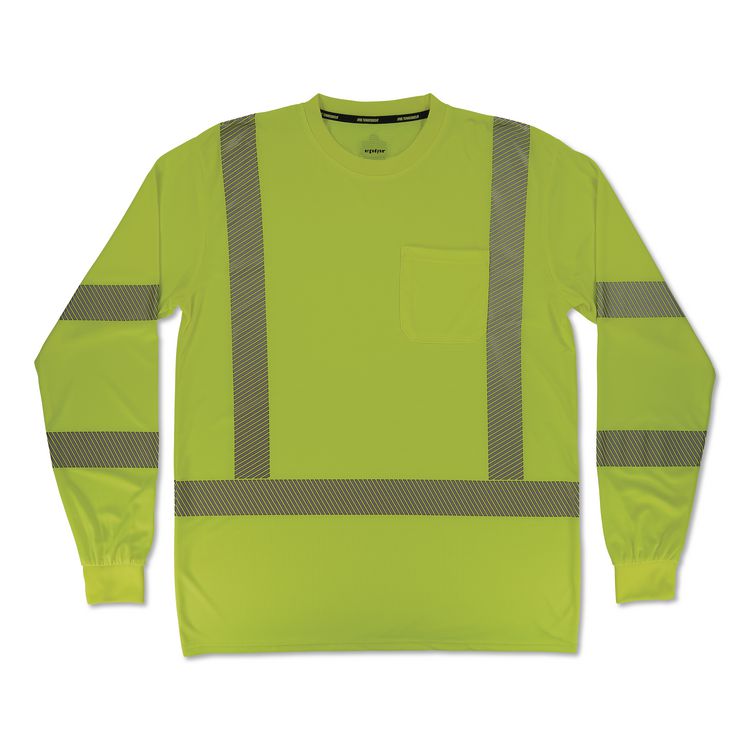 GloWear 8370 Class 3 Performance Hi-Vis Long Sleeve T-Shirt, 2X-Large, Lime
