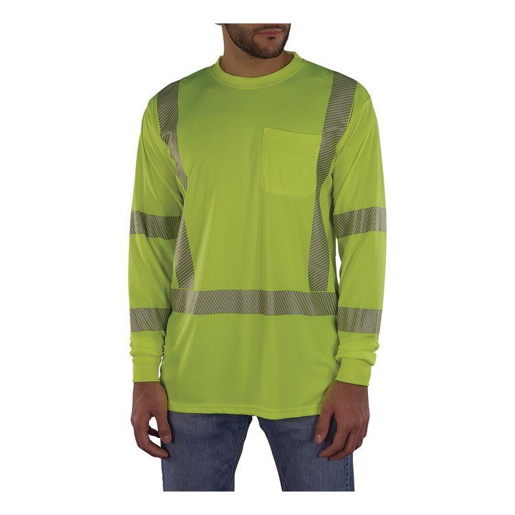 GloWear 8370 Class 3 Performance Hi-Vis Long Sleeve T-Shirt, 5X-Large, Lime