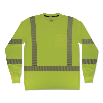 GloWear 8370 Class 3 Performance Hi-Vis Long Sleeve T-Shirt, 5X-Large, Lime
