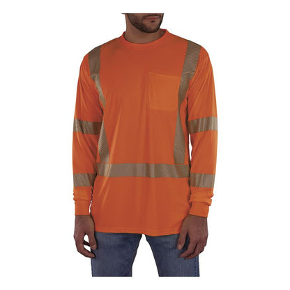 GloWear 8370 Class 3 Performance Hi-Vis Long Sleeve T-Shirt, X-Small, Orange