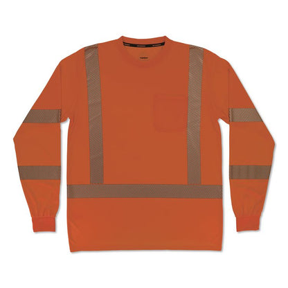 GloWear 8370 Class 3 Performance Hi-Vis Long Sleeve T-Shirt, X-Small, Orange