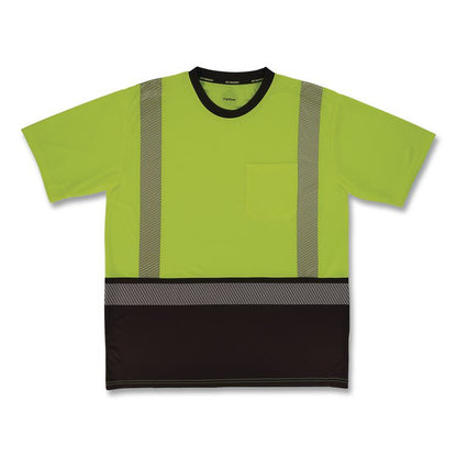 GloWear 8294BK Class 2 Performance Hi-Vis T-Shirt with Black Bottom, X-Large, Lime