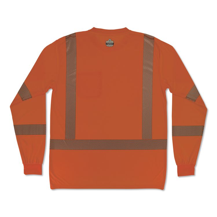 GloWear 8370 Class 3 Performance Hi-Vis Long Sleeve T-Shirt, Medium, Orange