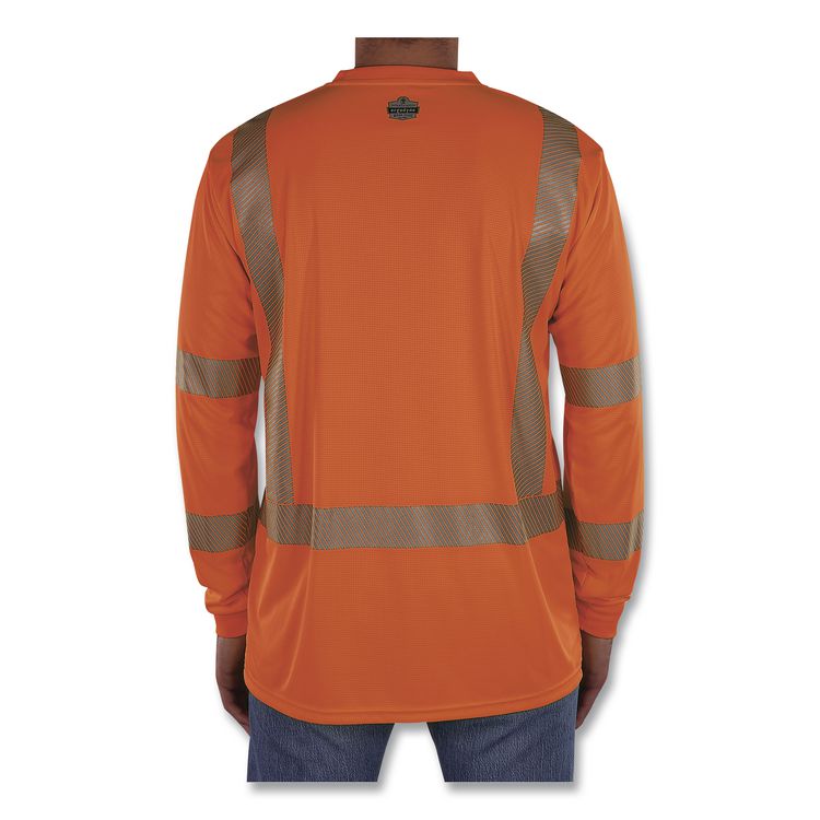 GloWear 8370 Class 3 Performance Hi-Vis Long Sleeve T-Shirt, Large, Orange