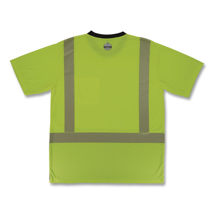 GloWear 8294BK Class 2 Performance Hi-Vis T-Shirt with Black Bottom, 4X-Large, Lime