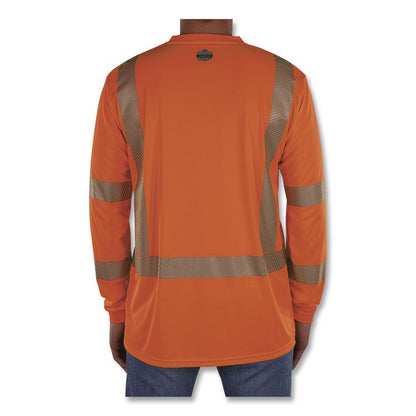 GloWear 8370 Class 3 Performance Hi-Vis Long Sleeve T-Shirt, 4X-Large, Orange