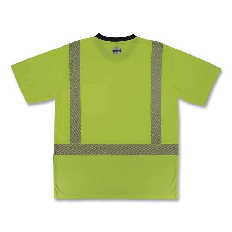 GloWear 8294BK Class 2 Performance Hi-Vis T-Shirt with Black Bottom, 5X-Large, Lime