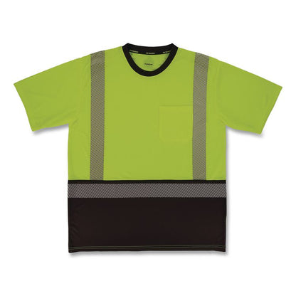GloWear 8294BK Class 2 Performance Hi-Vis T-Shirt with Black Bottom, 5X-Large, Lime