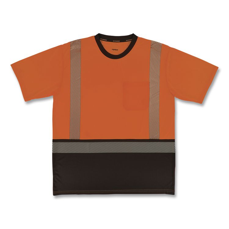 GloWear 8294BK Class 2 Performance Hi-Vis T-Shirt with Black Bottom, Large, Orange