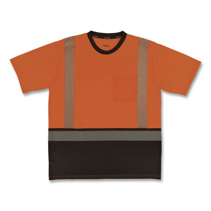 GloWear 8294BK Class 2 Performance Hi-Vis T-Shirt with Black Bottom, Large, Orange