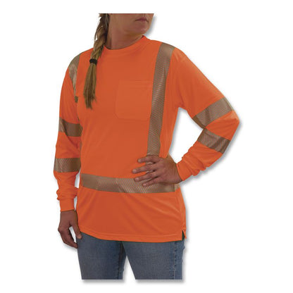 GloWear 8387 Class 3 Women's Performance Hi-Vis Long Sleeve T-Shirt, 3X-Large, Orange