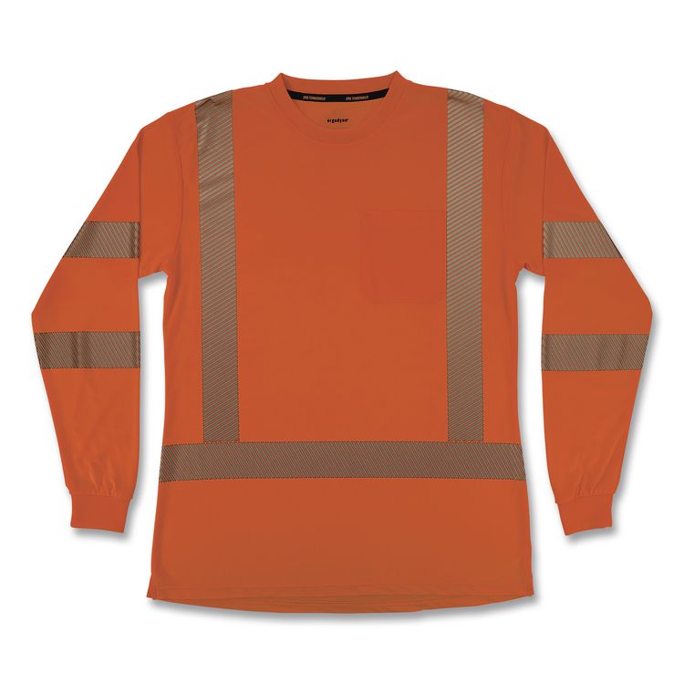 GloWear 8387 Class 3 Women's Performance Hi-Vis Long Sleeve T-Shirt, 3X-Large, Orange