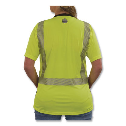 GloWear 8276BK Class 2 Women's Performance Hi-Vis T-Shirt with Black Bottom, Small, Lime