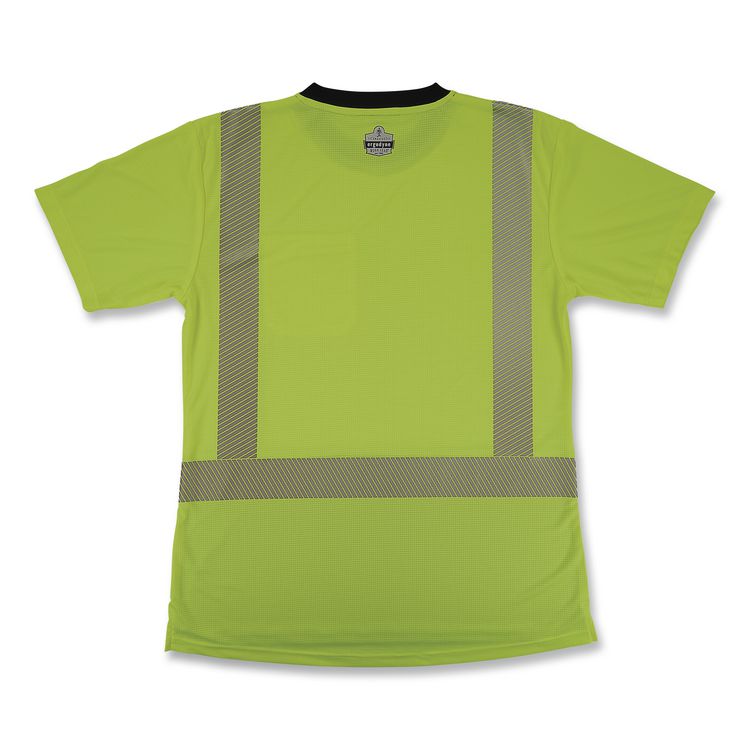 GloWear 8276BK Class 2 Women's Performance Hi-Vis T-Shirt with Black Bottom, Large, Lime