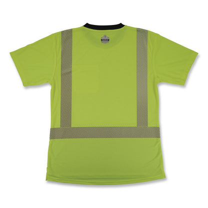 GloWear 8276BK Class 2 Women's Performance Hi-Vis T-Shirt with Black Bottom, Large, Lime