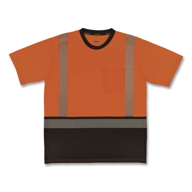 GloWear 8294BK Class 2 Performance Hi-Vis T-Shirt with Black Bottom, 4X-Large, Orange