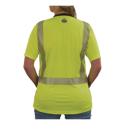 GloWear 8276BK Class 2 Women's Performance Hi-Vis T-Shirt with Black Bottom, Large, Lime