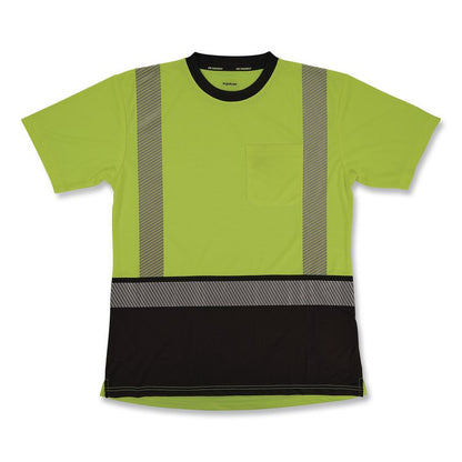 GloWear 8276BK Class 2 Women's Performance Hi-Vis T-Shirt with Black Bottom, X-Large, Lime