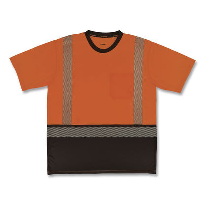 GloWear 8294BK Class 2 Performance Hi-Vis T-Shirt with Black Bottom, 5X-Large, Orange