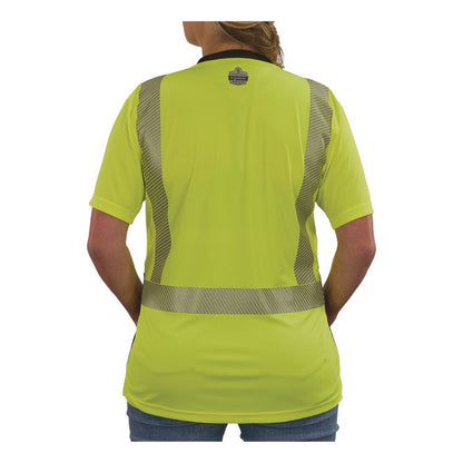 GloWear 8276BK Class 2 Women's Performance Hi-Vis T-Shirt with Black Bottom, 2X-Large, Lime