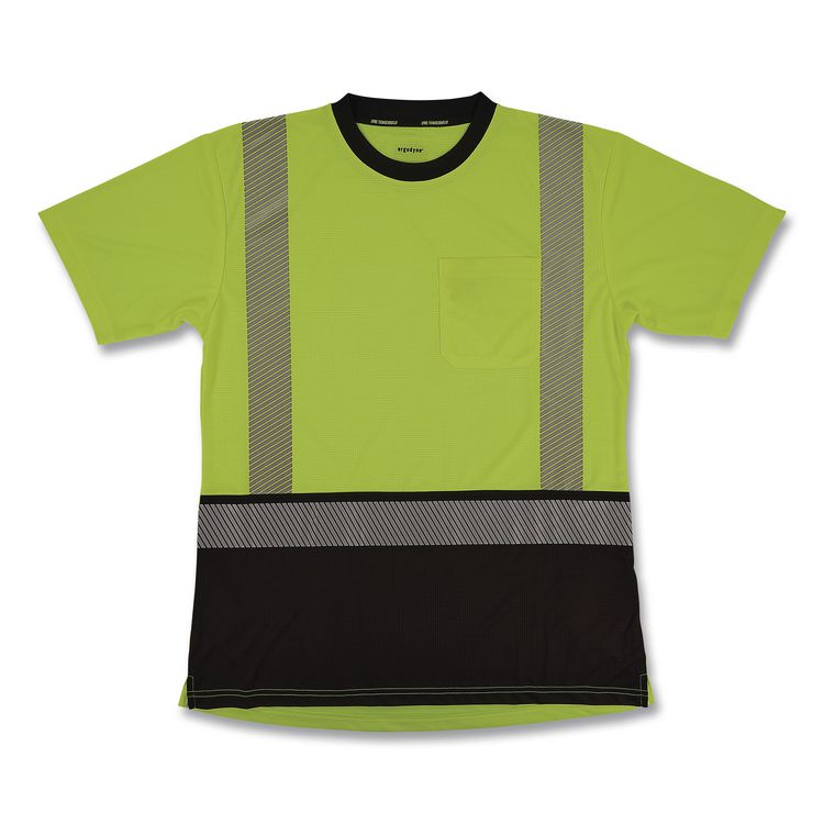 GloWear 8276BK Class 2 Women's Performance Hi-Vis T-Shirt with Black Bottom, 2X-Large, Lime